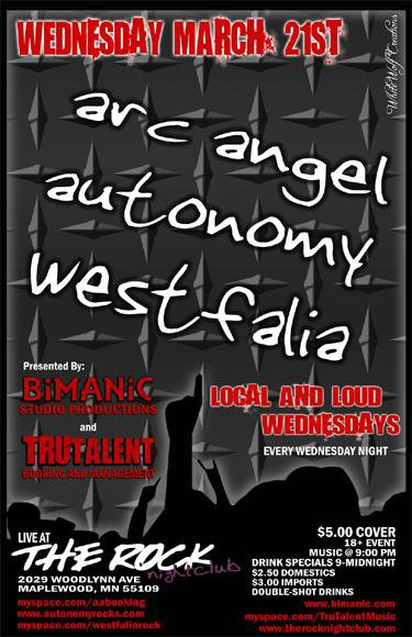 Arc Angel, Autonomy, and Westfalia March 21, 2007
The Rock Nightclub