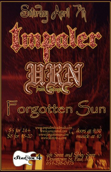 Impaler, Urn, and Forgotten Sun April 7, 2007
Station 4